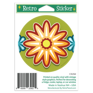 Mod Flower Rust 70s Style Mini Vinyl Sticker