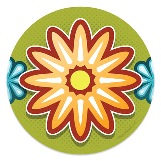 Mod Flower Rust 70s Style Mini Vinyl Sticker