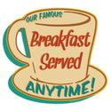 Breakfast Served Anytime Coffee Cup Mini Vinyl Sticker