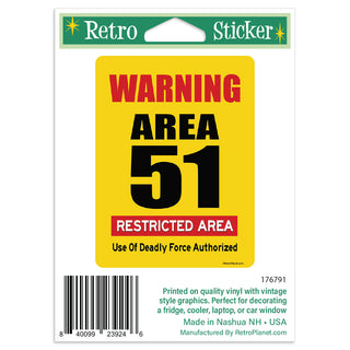 Warning Area 51 Restricted Area Mini Vinyl Sticker