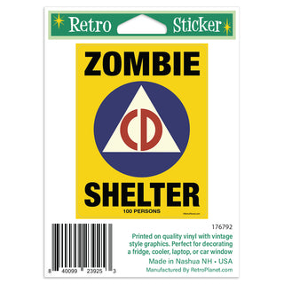 Zombie Shelter Civil Defense Mini Vinyl Sticker