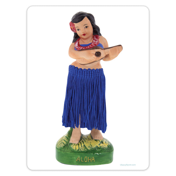Hula Doll with Blue Skirt Ukulele Mini Vinyl Sticker