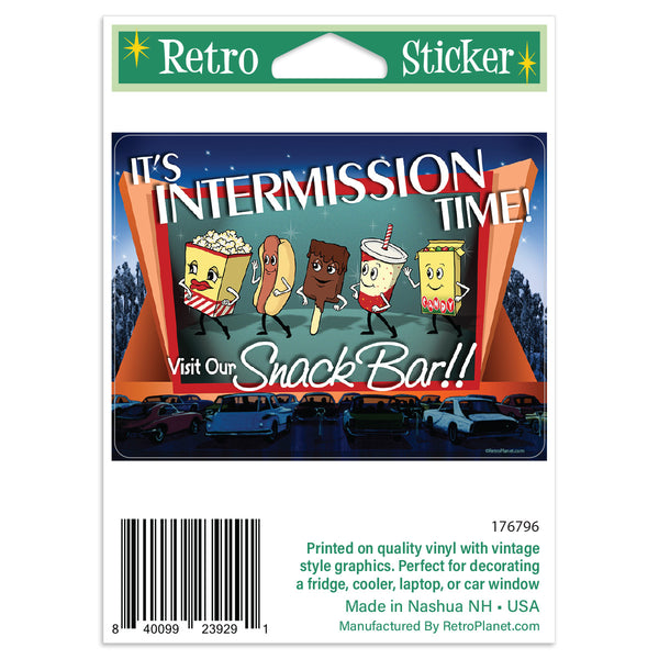 Drive-In Intermission Movie Snacks Mini Vinyl Sticker