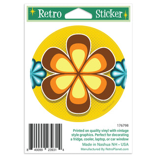 Mod Flower Brown 70s Style Mini Vinyl Sticker