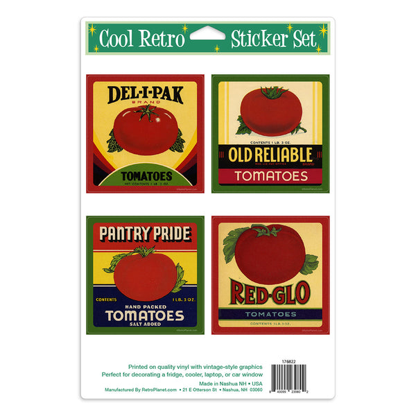 Tomato Can Labels Vinyl Sticker Set of 4