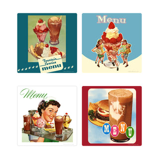 Ice Cream Parlor Diner Menu Vinyl Sticker Set of 4
