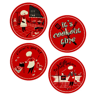 Barbecue Cookout Chef Vinyl Sticker Set of 4
