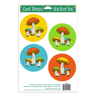 Retro Mushrooms Vinyl Sticker Set of 4
