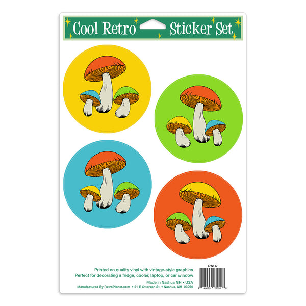 Retro Mushrooms Vinyl Sticker Set of 4