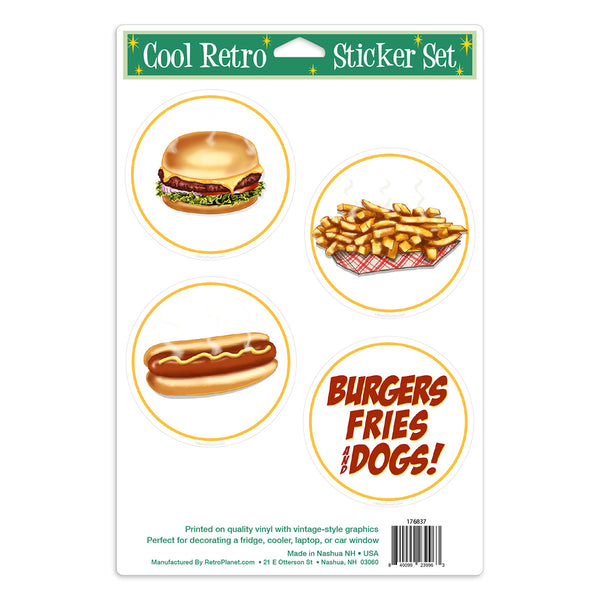 Burgers Fries Dogs Vinyl Sticker Set of 4