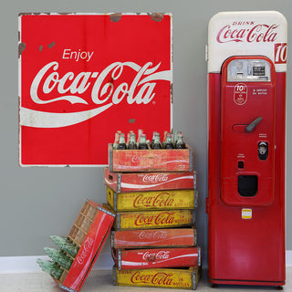 Enjoy Coca-Cola Wave Wall Decal Sticker Distressed 80s Style