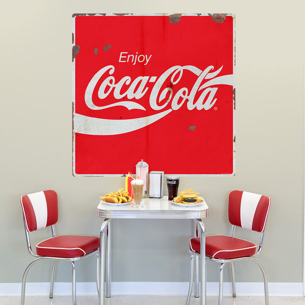 Enjoy Coca-Cola Wave Wall Decal Sticker Distressed 80s Style
