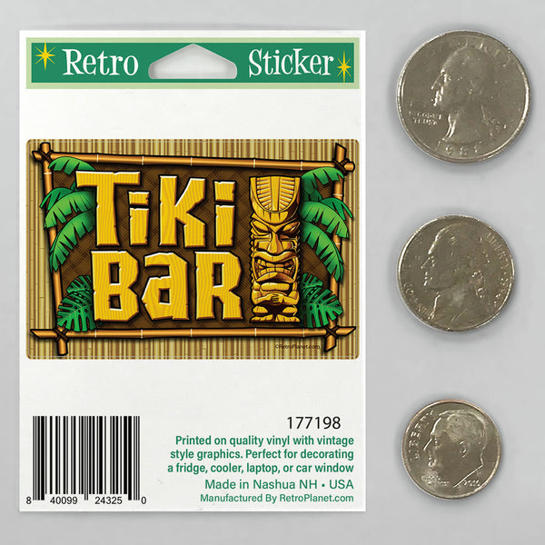 Tiki Bar Bamboo Look Mini Vinyl Sticker