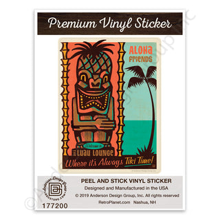 Aloha Friends Tiki Time Lounge Mini Vinyl Sticker
