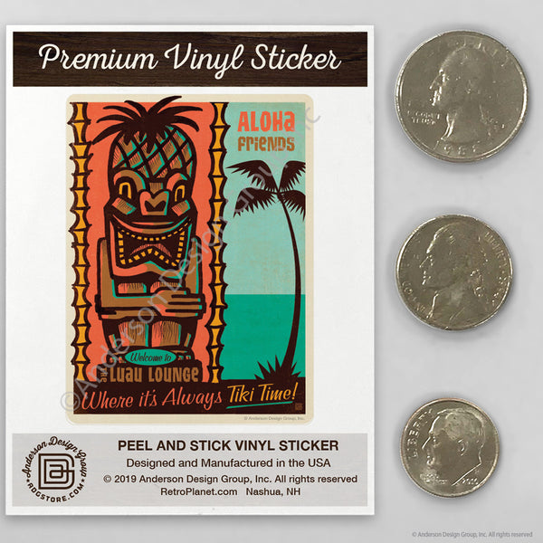 Aloha Friends Tiki Time Lounge Mini Vinyl Sticker