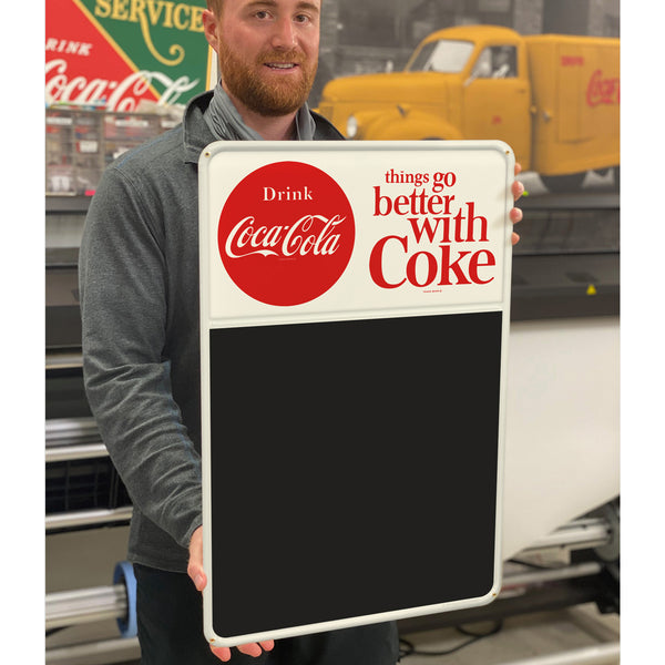 Coca Cola Chalkboard Embossed Tin Sign