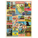 California Travel Sites Collage Vintage Style Poster