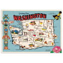 Greetings from Washington State Map Vintage Style Poster