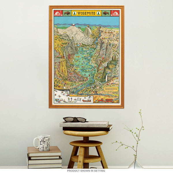 Yosemite Park Map Vintage Style Poster