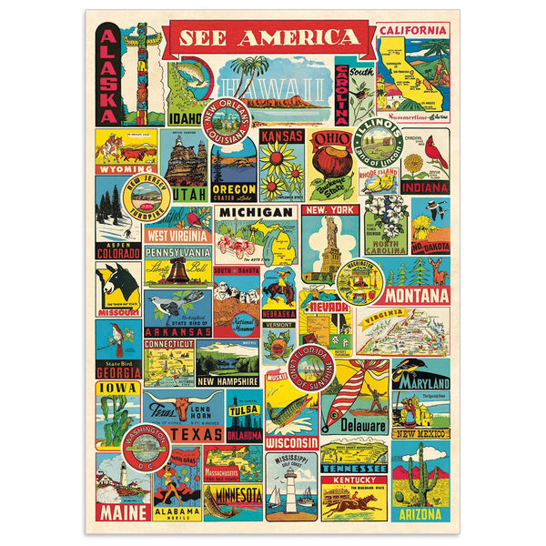 See America Travel Sites Vintage Style Poster