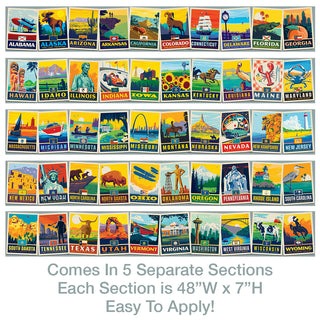 US 50 States Peel and Stick Wall Border Set of 5
