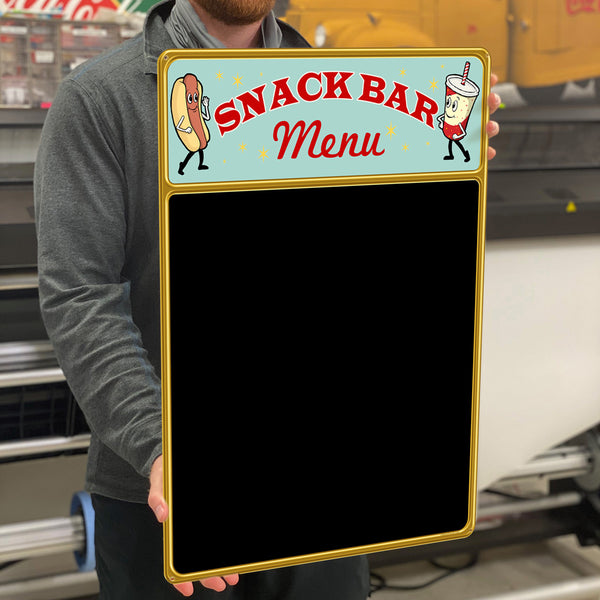 Snack Bar Menu Metal Chalkboard Sign
