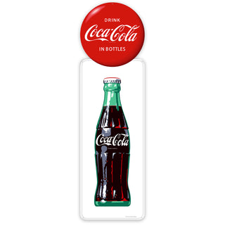 Drink Coca-Cola Green Bottle Pilaster Metal Sign 1960s Style