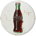 Coca-Cola Bottle White Disc Metal Sign Pop Art 1950s Style