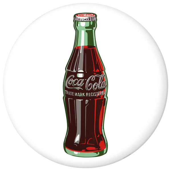 Coca-Cola Bottle White Disc Metal Sign Pop Art 1950s Style
