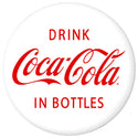 Drink Coca-Cola in Bottles White Disc Metal Sign 1930s Style