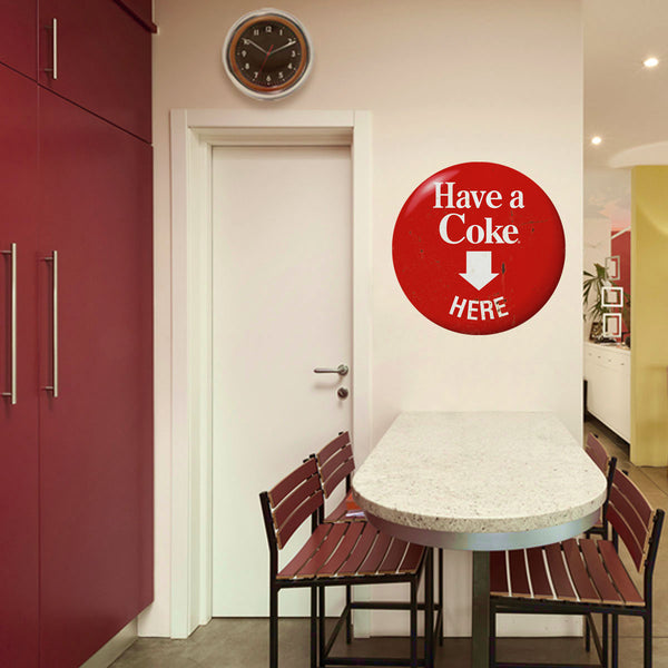Have a Coke Here Red Disc Metal Sign 1950s Style