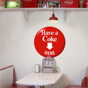 Have a Coke Here Red Disc Metal Sign 1950s Style