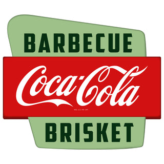 Coca-Cola Barbecue Brisket Googie Style Polygon Metal Sign