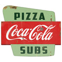 Coca-Cola Pizza Subs Googie Style Polygon Metal Sign