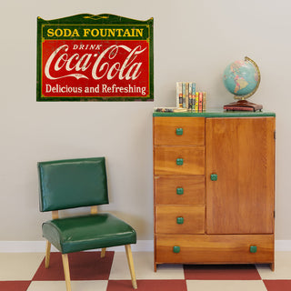 Coca-Cola Soda Fountain Deco 1920s Style Metal Sign