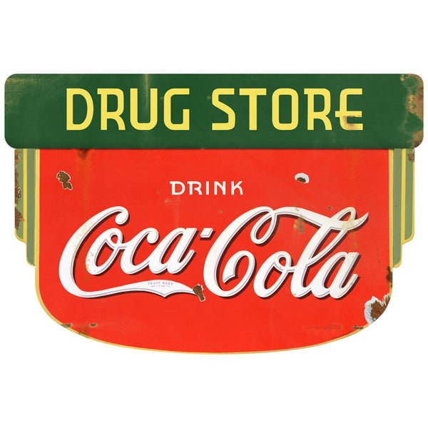 Coca-Cola Drug Store Art Deco 1930s Style Metal Sign