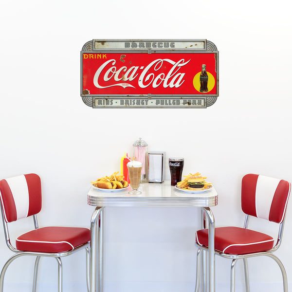Coca-Cola Barbecue 1930s Deco Style Metal Sign
