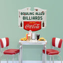 Coca-Cola Bowling Alley Billiards 1940s Colonial Style Metal Sign