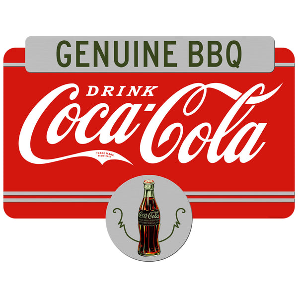 Coca-Cola Genuine BBQ Marquee Metal Sign 1930s Style