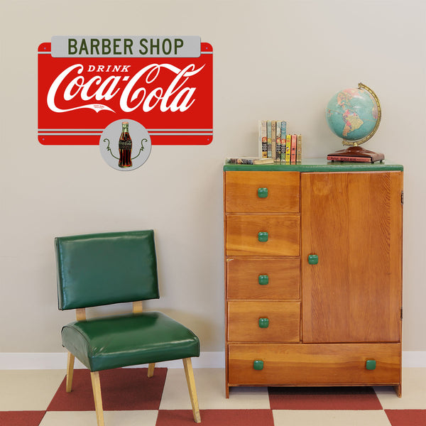 Coca-Cola Barber Shop Marquee Metal Sign 1930s Style