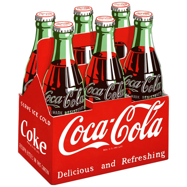 Coca-Cola Classic Bottles 6 Pack Metal Sign