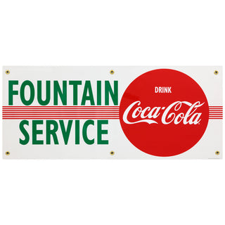 Fountain Service Drink Coca-Cola Stripes Metal Sign