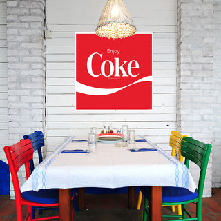 Coca-Cola Enjoy Coke Wave Metal Sign 1980s Style