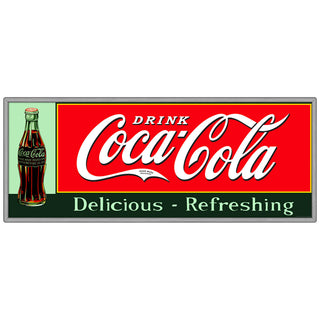 Drink Coca-Cola Delicious Refreshing Metal Sign 1930s Style
