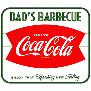 Coca-Cola Dads Barbecue Fishtail Metal Sign 1960s Style