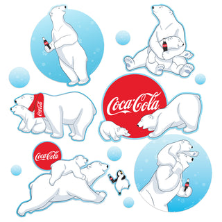 Coca-Cola Polar Bears & Snowballs Vinyl Sticker Set of 11