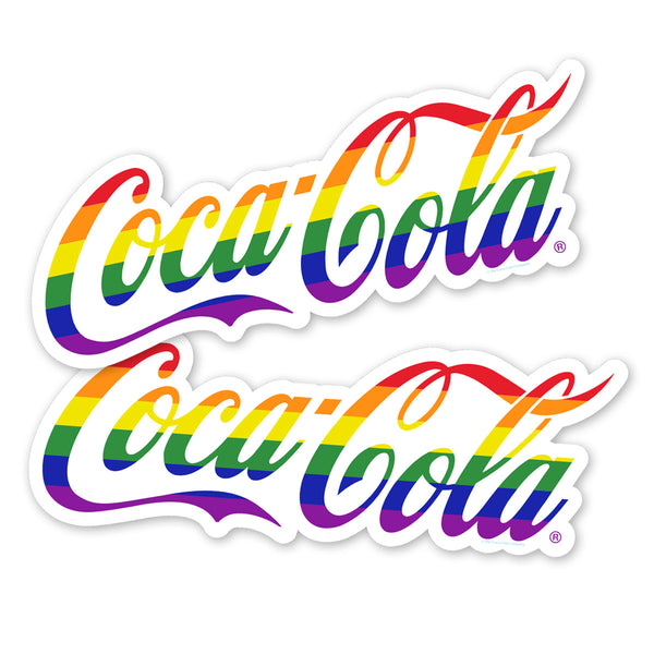 Coca-Cola Script Rainbow LGBTQ Pride Vinyl Decal Set of 2