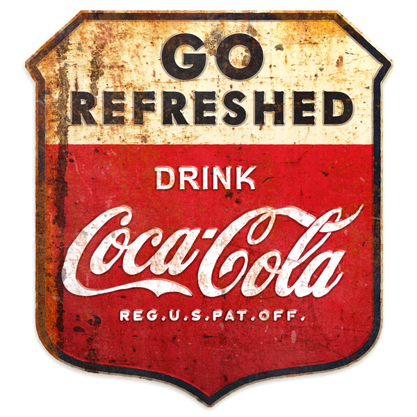Go Refreshed Drink Coca-Cola Decal Distressed