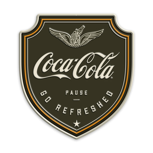 Coca-Cola Pause Go Refreshed Wings Logo Metal Sign