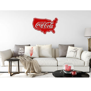 Drink Coca-Cola USA Cut Out Red Metal Sign